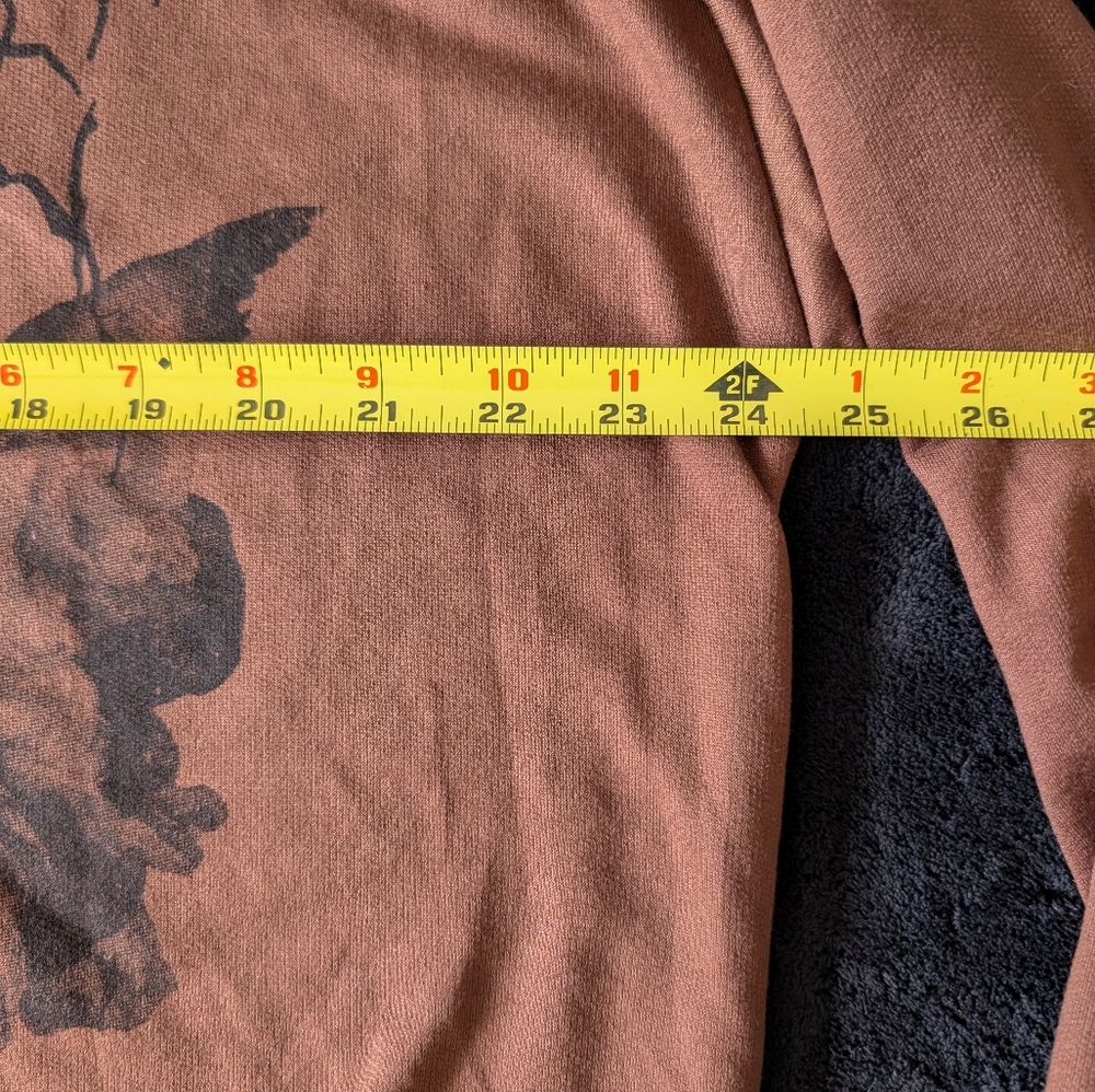 Y2K Frenchie Dark Angel Cherub Graphic Brown Full Zip Streetwear Hoodie Sz M image 4